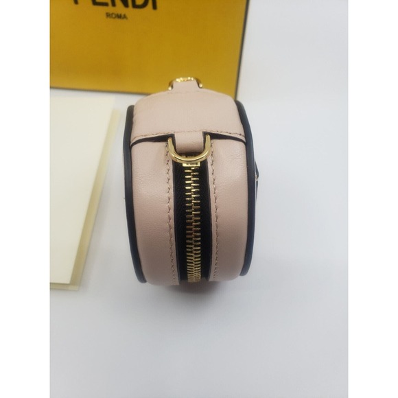 FENDI LOGO WRIST LEATHER CHARM BAG WRISTLET PINK GOLD HARDWARE $699 - Picture 3 of 7